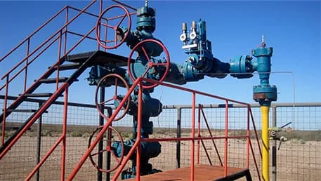 Christmas tree valves at an oil wellhead